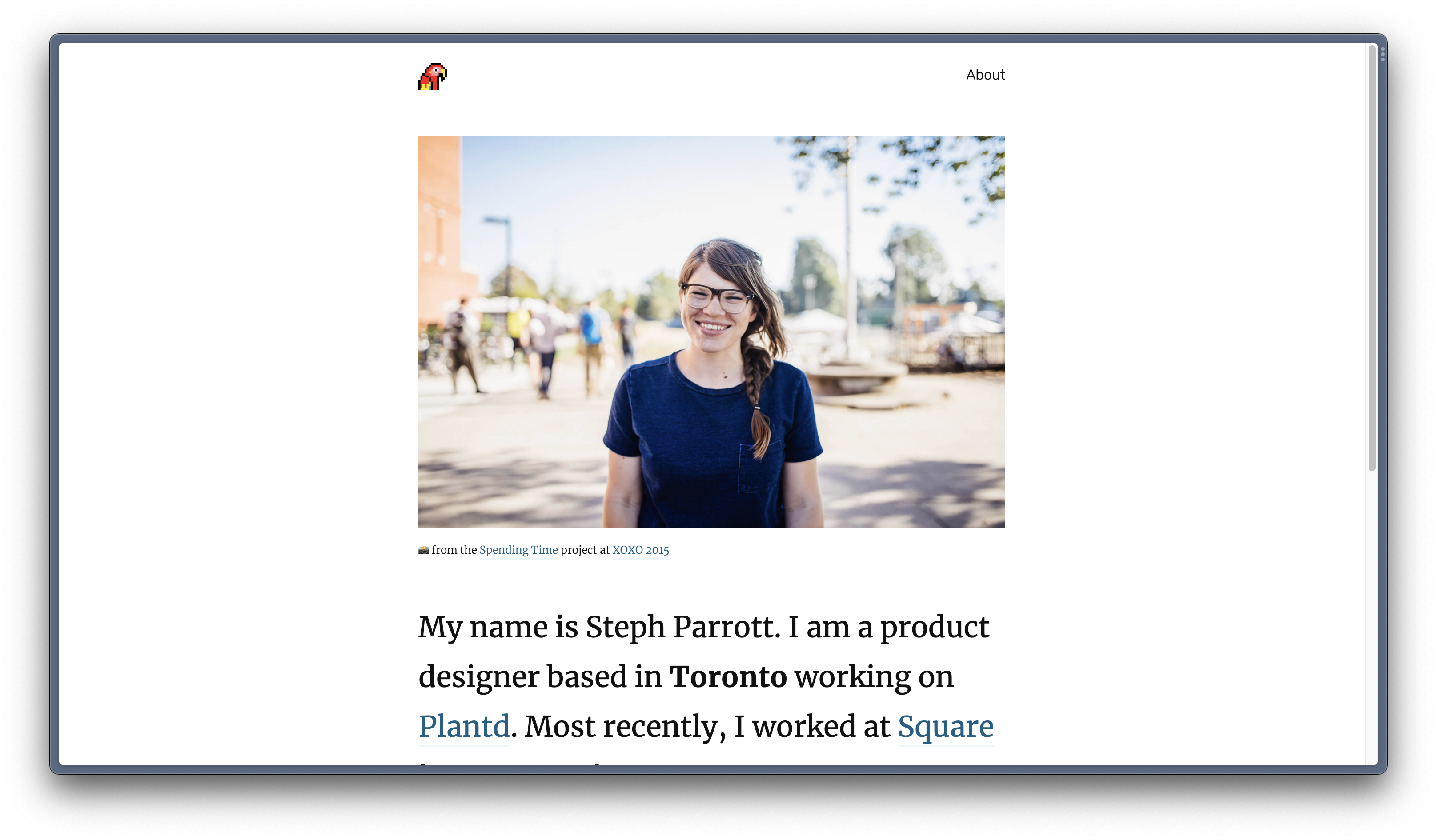 Screenshot of Steph's website